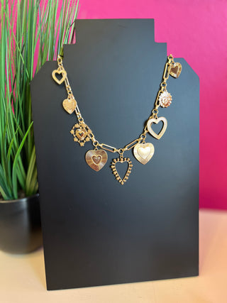 Gold Heart Charm Necklace - Water Resistant