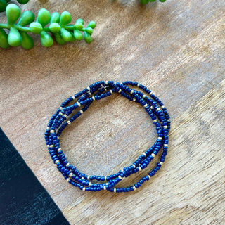 Navy Tiny Bead 4 Bracelet Set