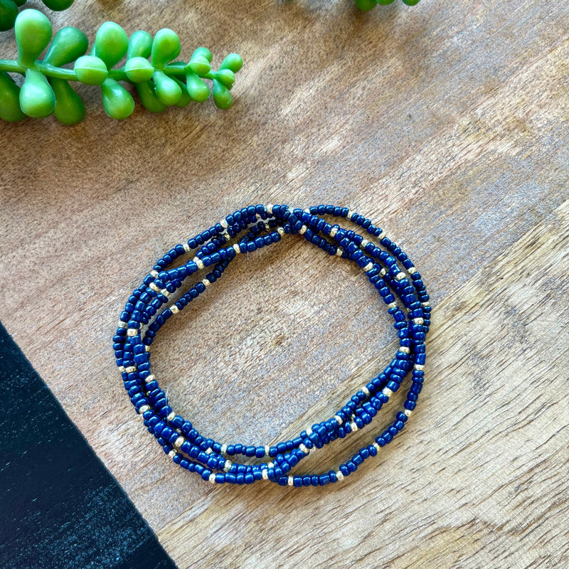 Navy Tiny Bead 4 Bracelet Set