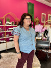 Karly Denim & Maroon Top