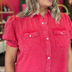 Annie Washed Red Denim Dress