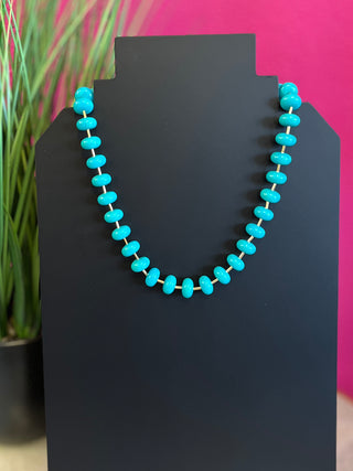 Turquoise Round Bead & Gold Necklace