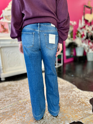 Moon Bar High Rise Wide Leg Denim Trouser