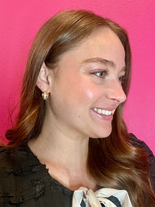 Gold & Crystal Line Huggie Earrings