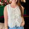 White Flower Crochet Bow Top