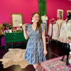Denim & White Floral Print Dress