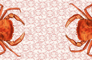 Two crabs on a background with a crab pattern