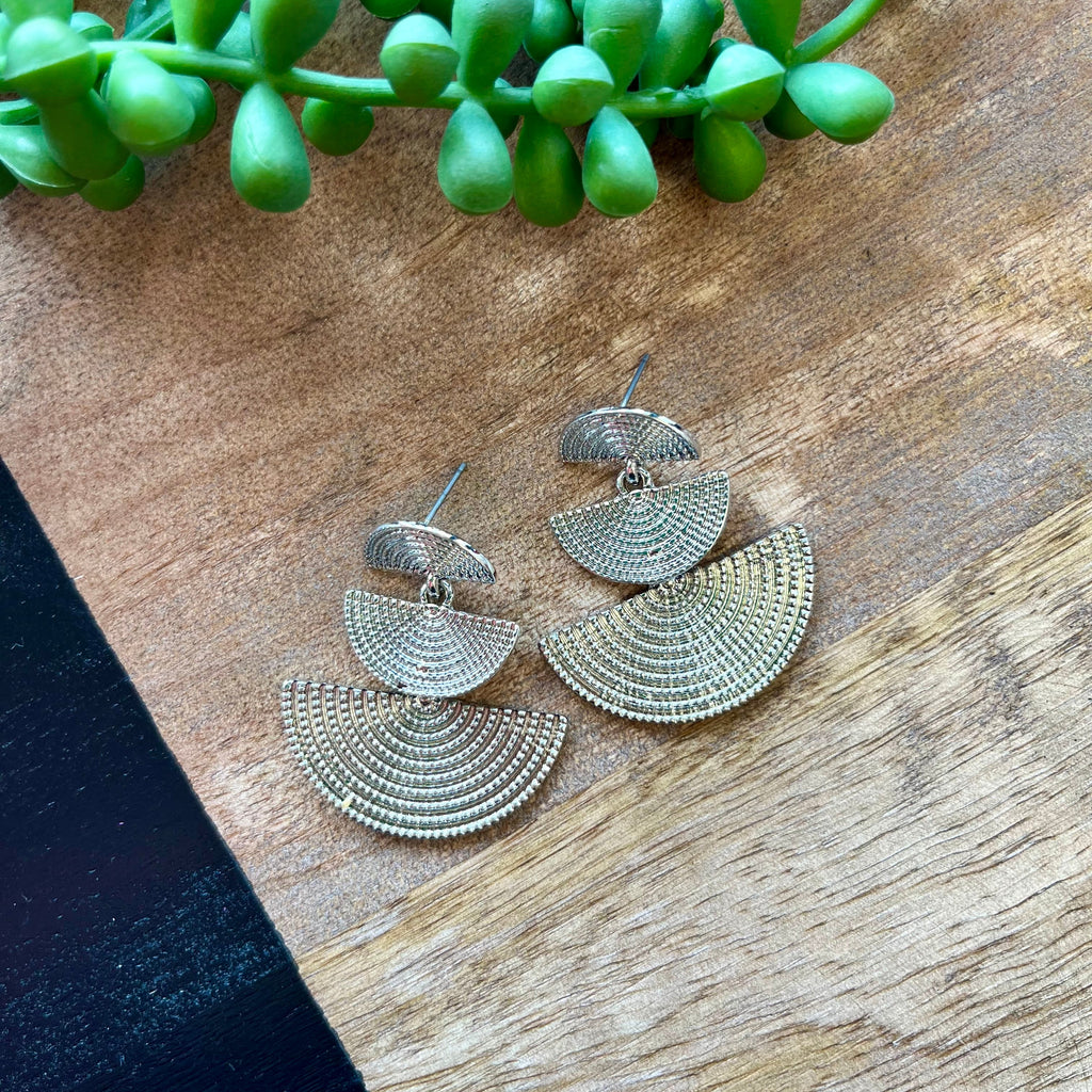 Silver Textured Half Circle Earrings