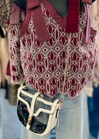 White & Clear Saddle Bag Purse