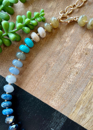 Blue & Turq Tone Stone Necklace