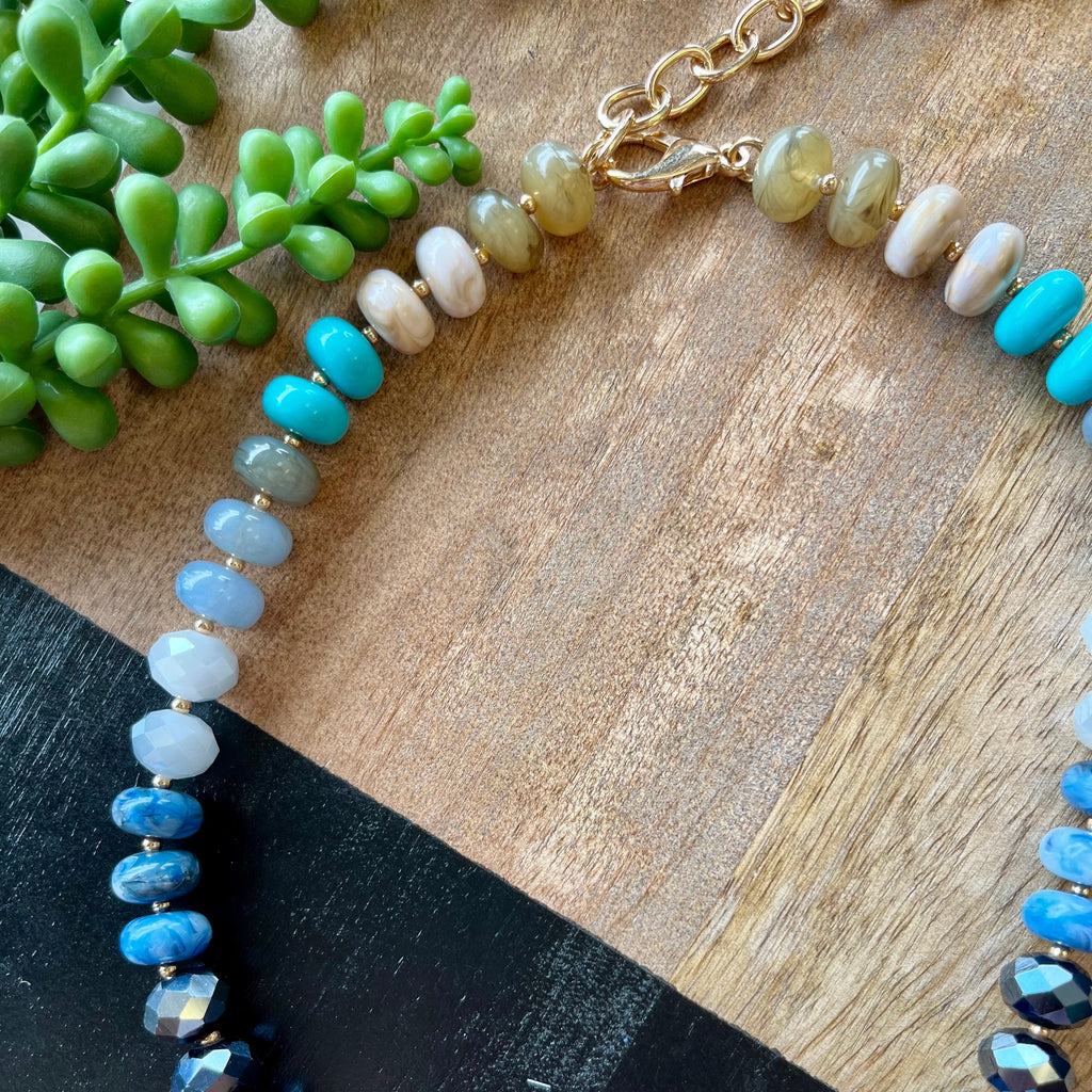 Blue & Turq Tone Stone Necklace
