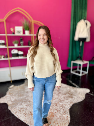 Ivory Turtleneck Sweater Top