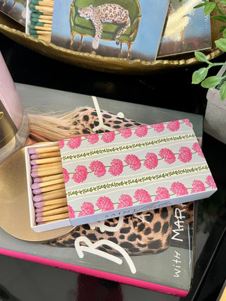 Pink Peony Striped Matchbox