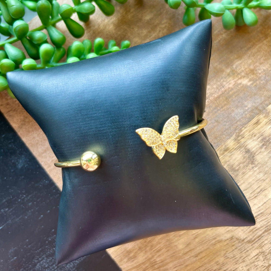 Gold Crystal Butterfly Cuff Bracelet