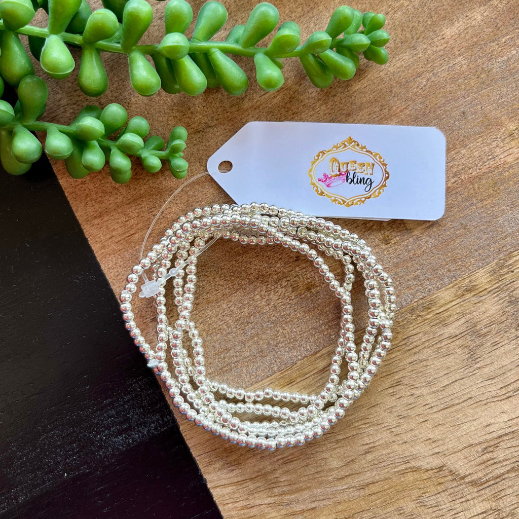 Silver Tiny Bead 5S Bracelet Set