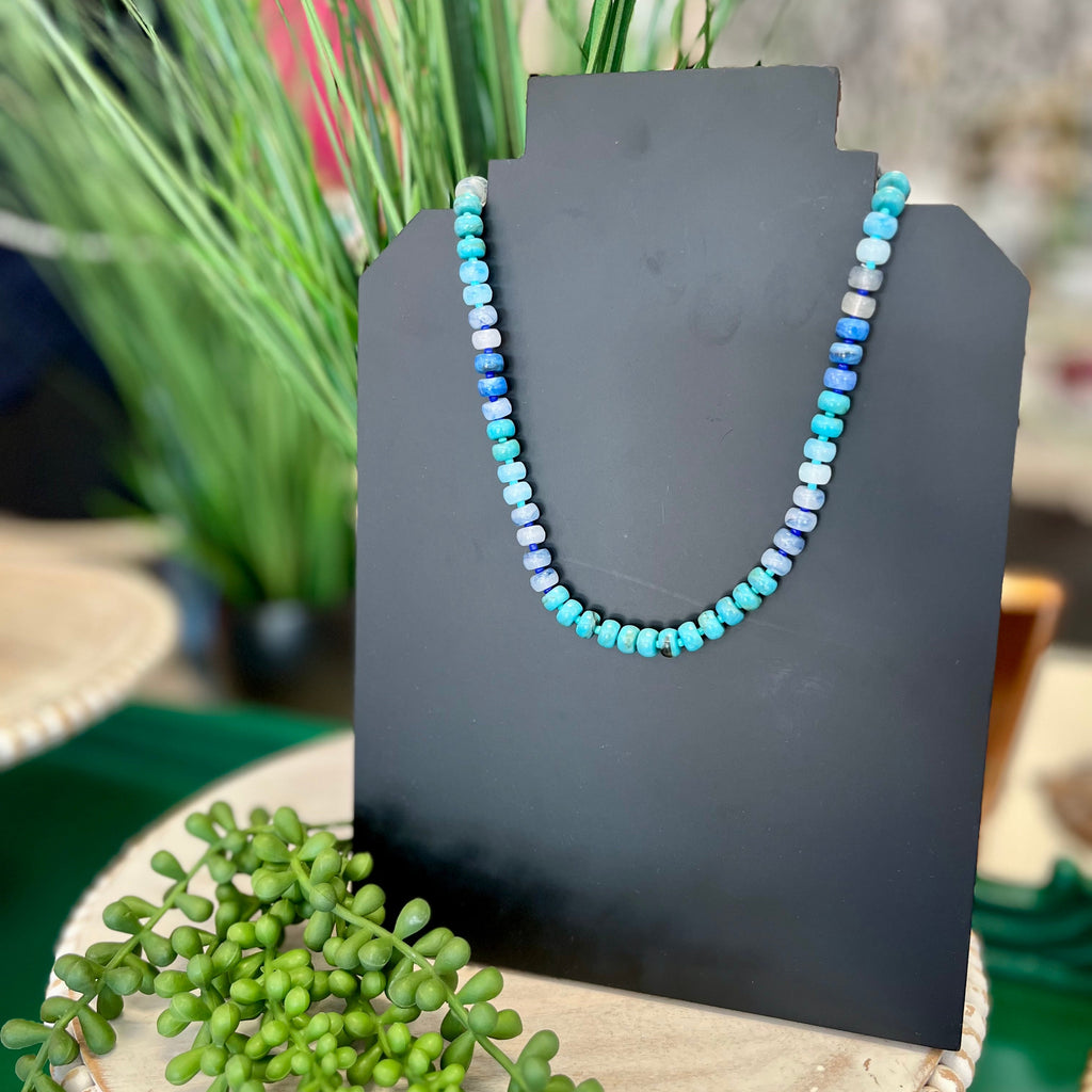 Turq & Blue Tone Agate Bead Necklace