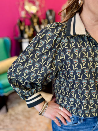 Midnight Blue Floral Print Top