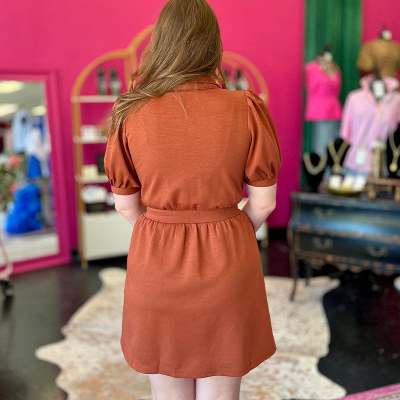 Rust Front Zip Dress