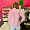 Red & White Striped Button Up Top
