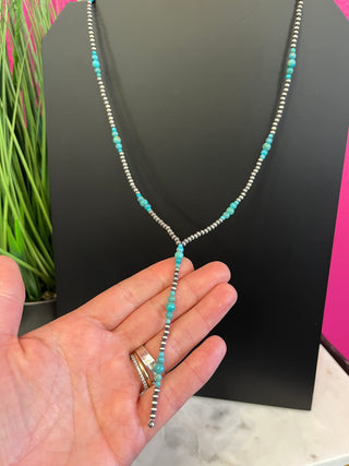Authentic Turquoise & Navajo Bead Lariant Necklace