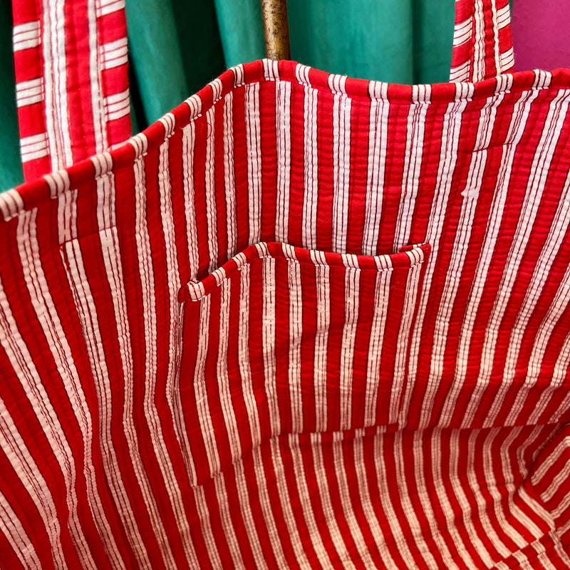 Poppy Lane Red & Print Floral Tote Bag
