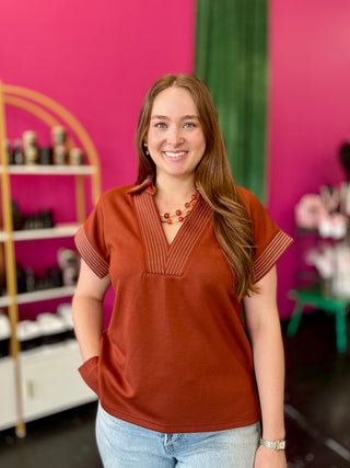 Burnt Orange VNeck Top