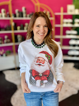 Polka Dot & Red Bow Santa Sweatshirt