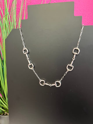 Silver 3 Horsebit Necklace
