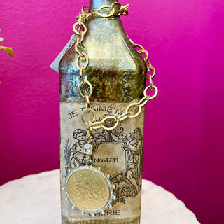 LNL Gold Plated Chain & Coin Necklace