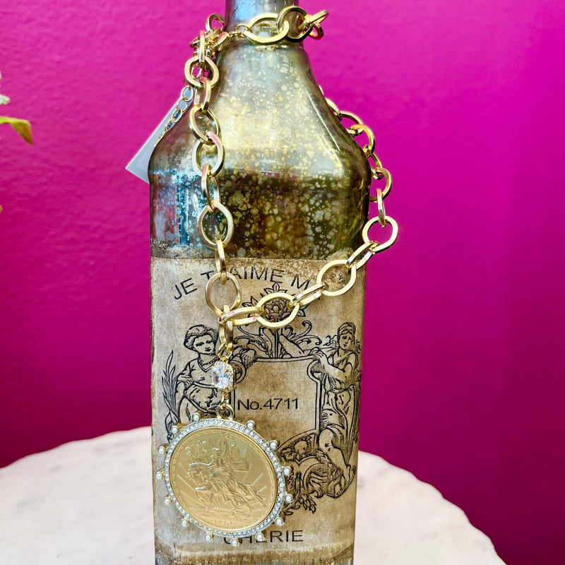 LNL Gold Plated Chain & Coin Necklace