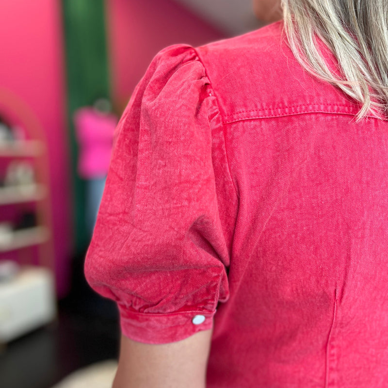 Annie Washed Red Denim Dress