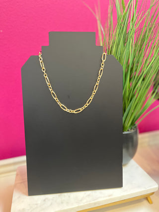 Gold Oval & Circle Link Necklace