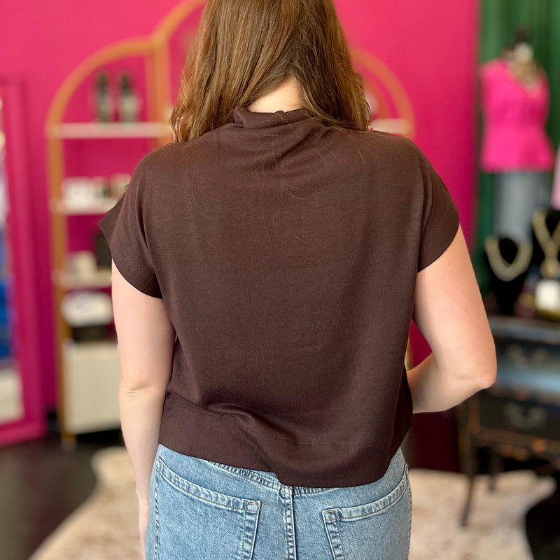 Chocolate Brown Mock Neck Top