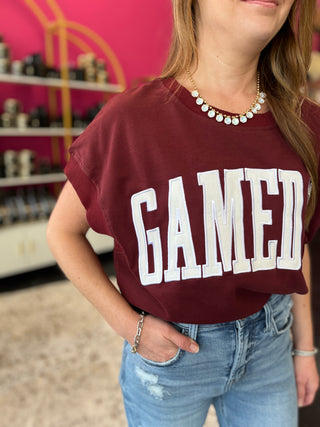 Maroon & White Gameday Shortsleeve Top