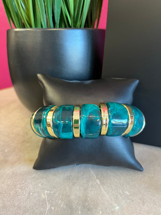 Emerald & Gold Stretch Bracelet