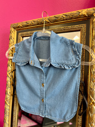 Denim Ruffle Bib Collar