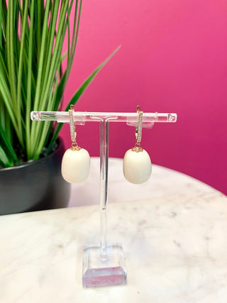 Ivory Ball Dangle & Crystal Earrings