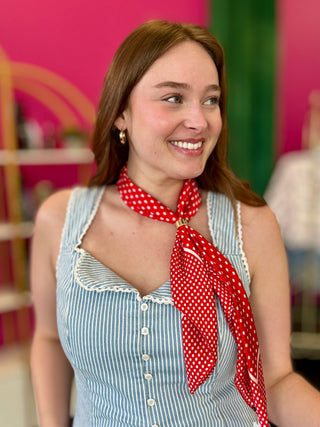 Red Polka Dot Satin Wild Rag