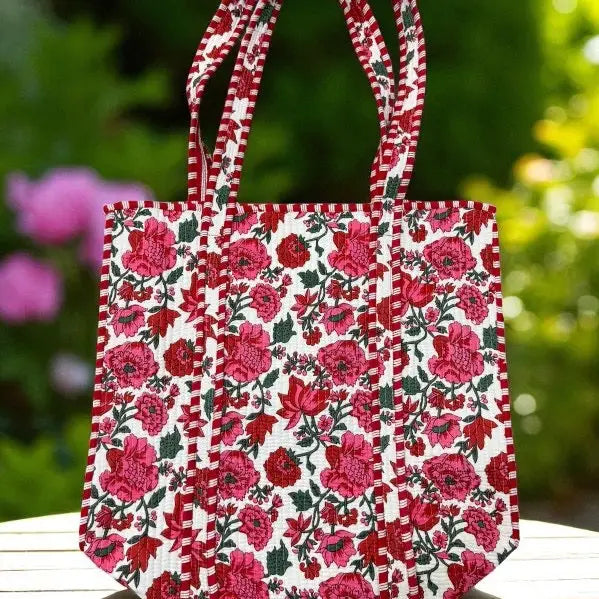 Poppy Lane Red & Print Floral Tote Bag