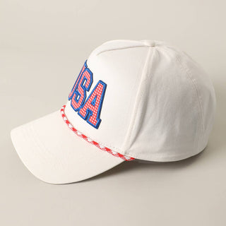 USA Patch Rope White Baseball Hat