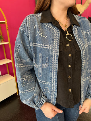 Denim Western Embroidery Jacket