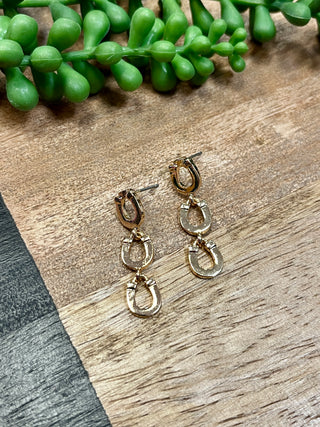 Gold Small Horseshoe Dangle Earring
