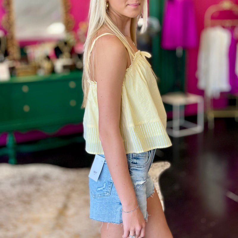 Yellow Striped Gingham Cami Top