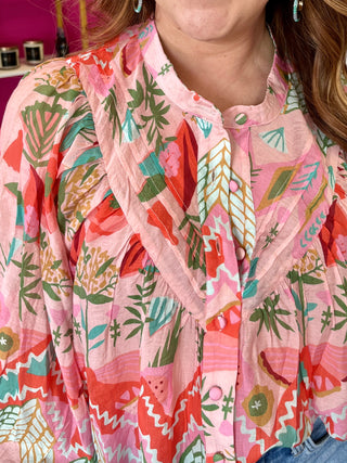 Spring Floral Print Longsleeve Top