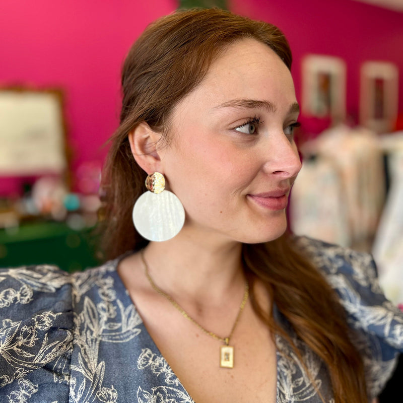 White Shell Big Circle Earring