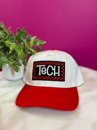 Tech Check Red Pin Striped Baseball Hat