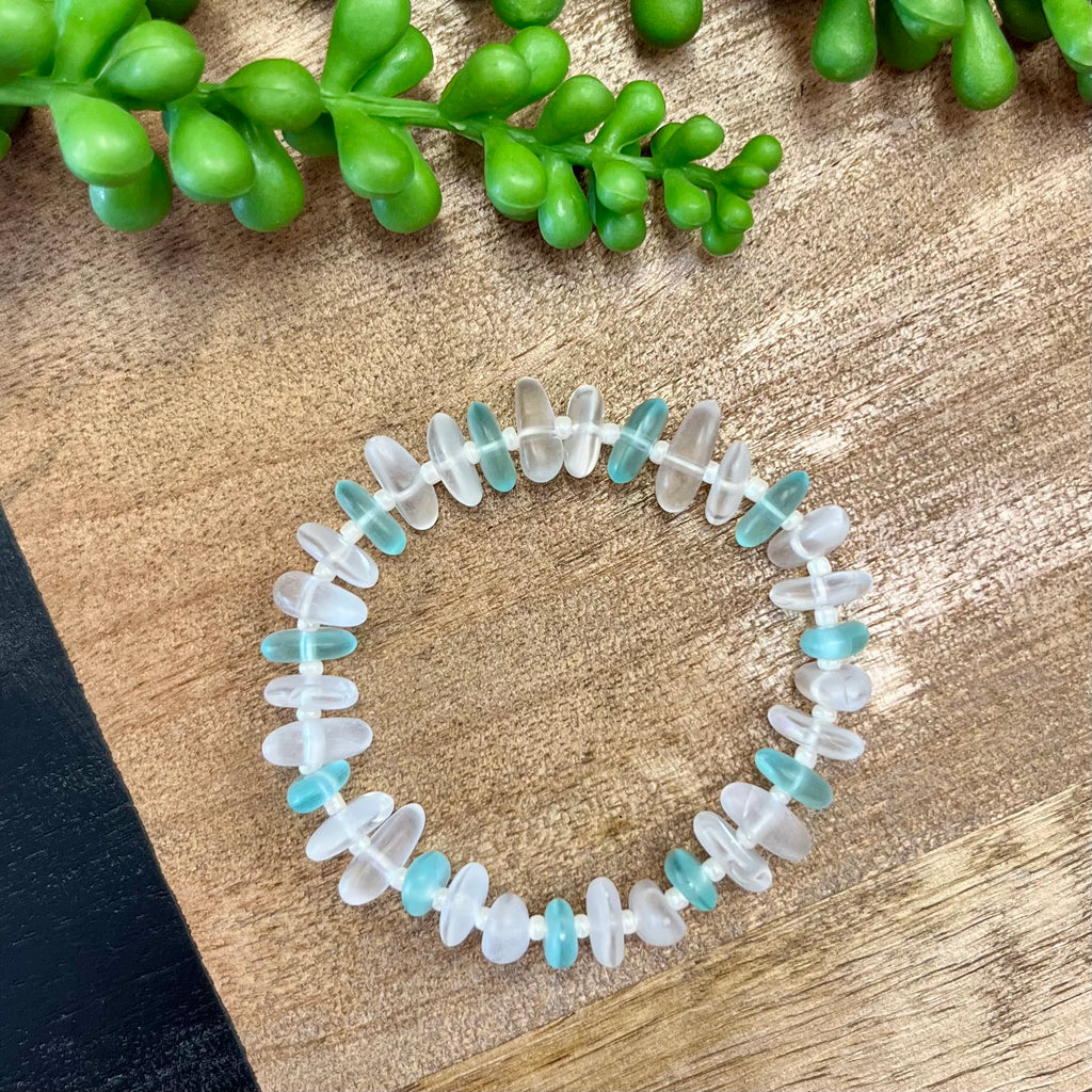 Clear & Turq Pebble Bracelet