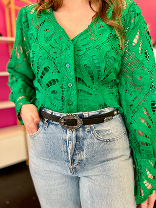 Black Skinny Concho Belt