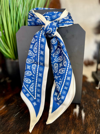 Blue Paisley Bandana Wide Twilly
