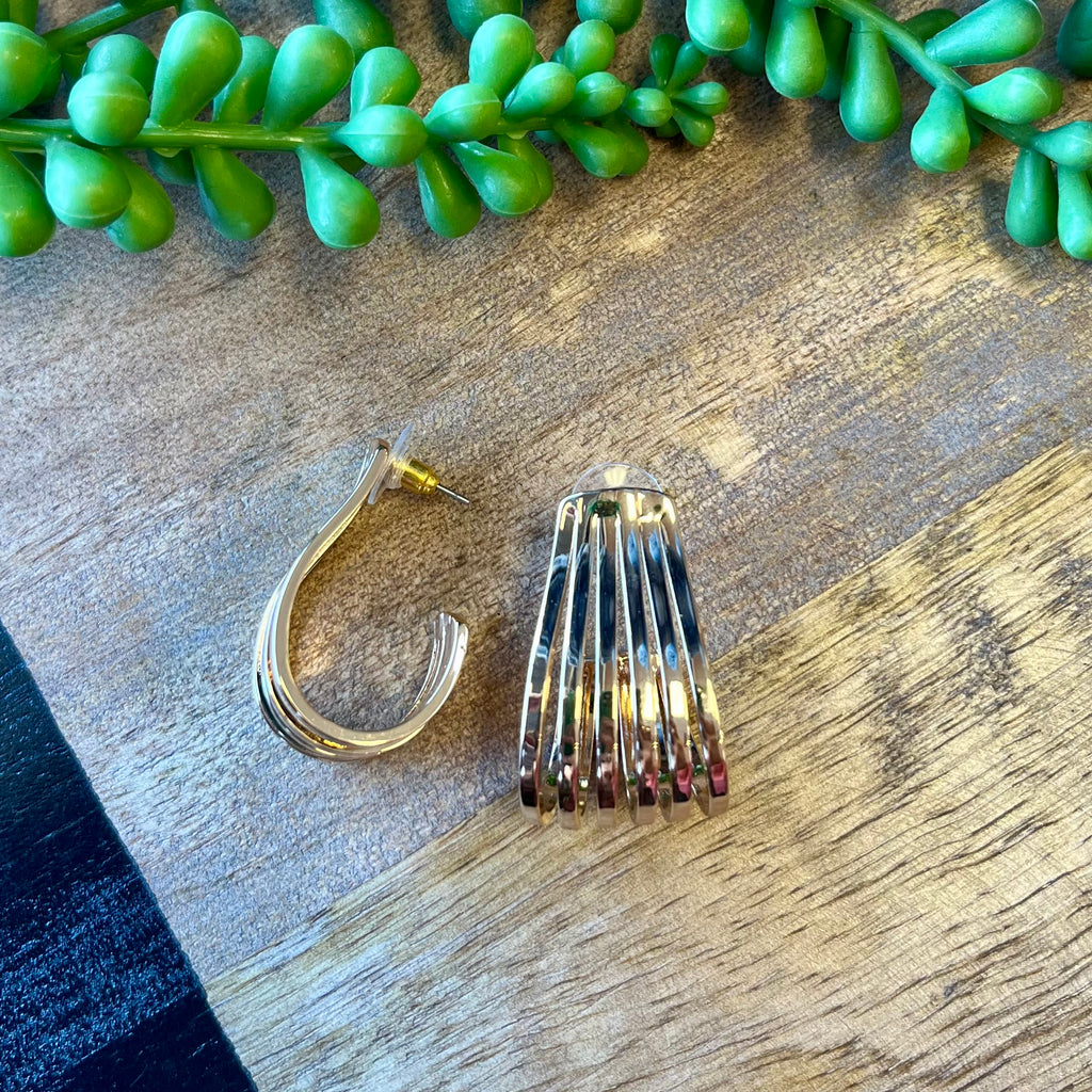 Gold 6Bar Hoop Earrings